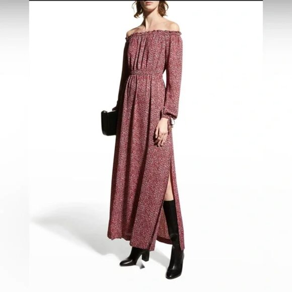 NWOT Michael Kors Off-The-Shoulder Maxi Dress Floral Print Long Sleeve Size XL - Picture 1 of 10